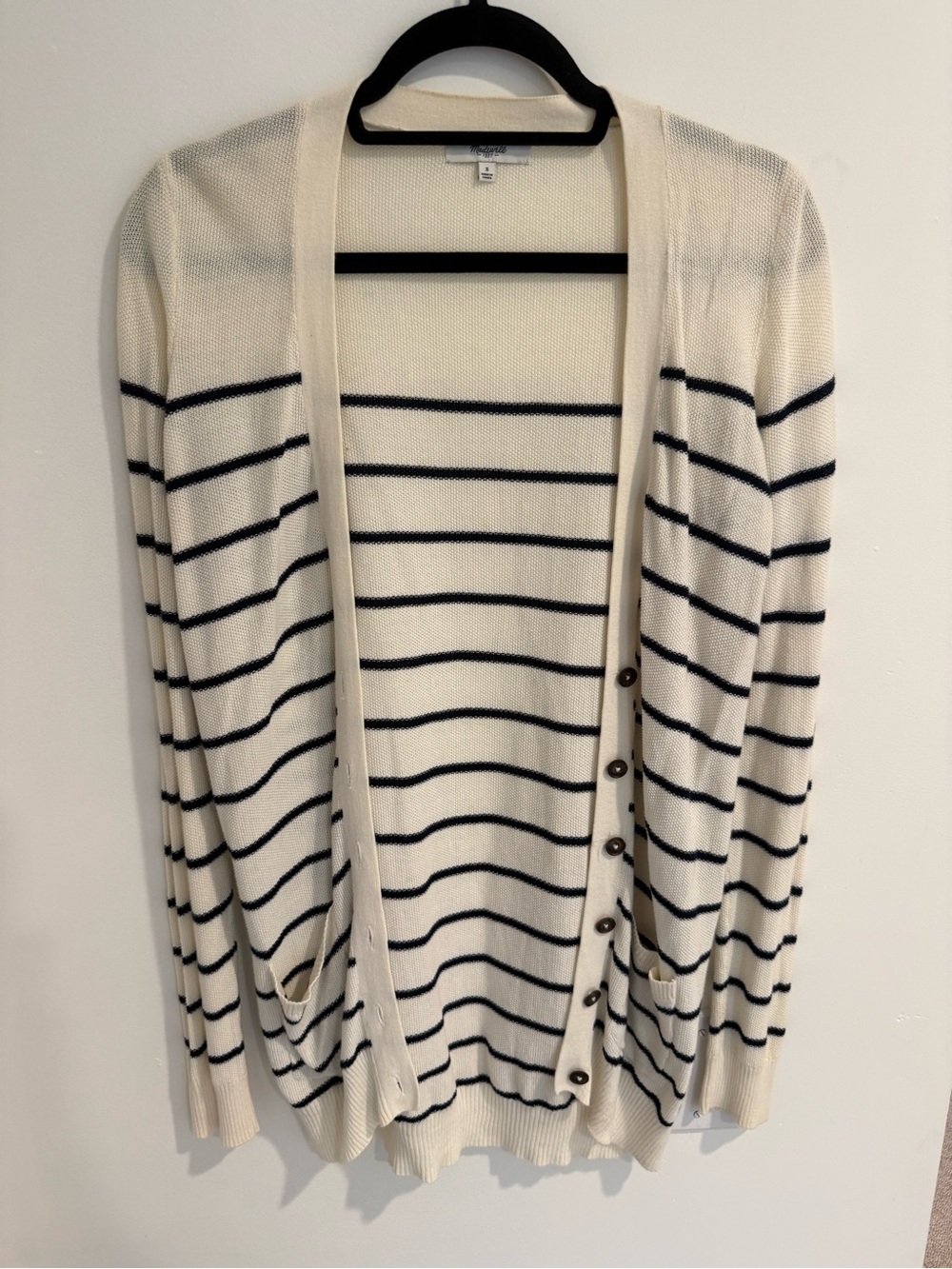 Madewell Cream Cardigan with Black Stripes